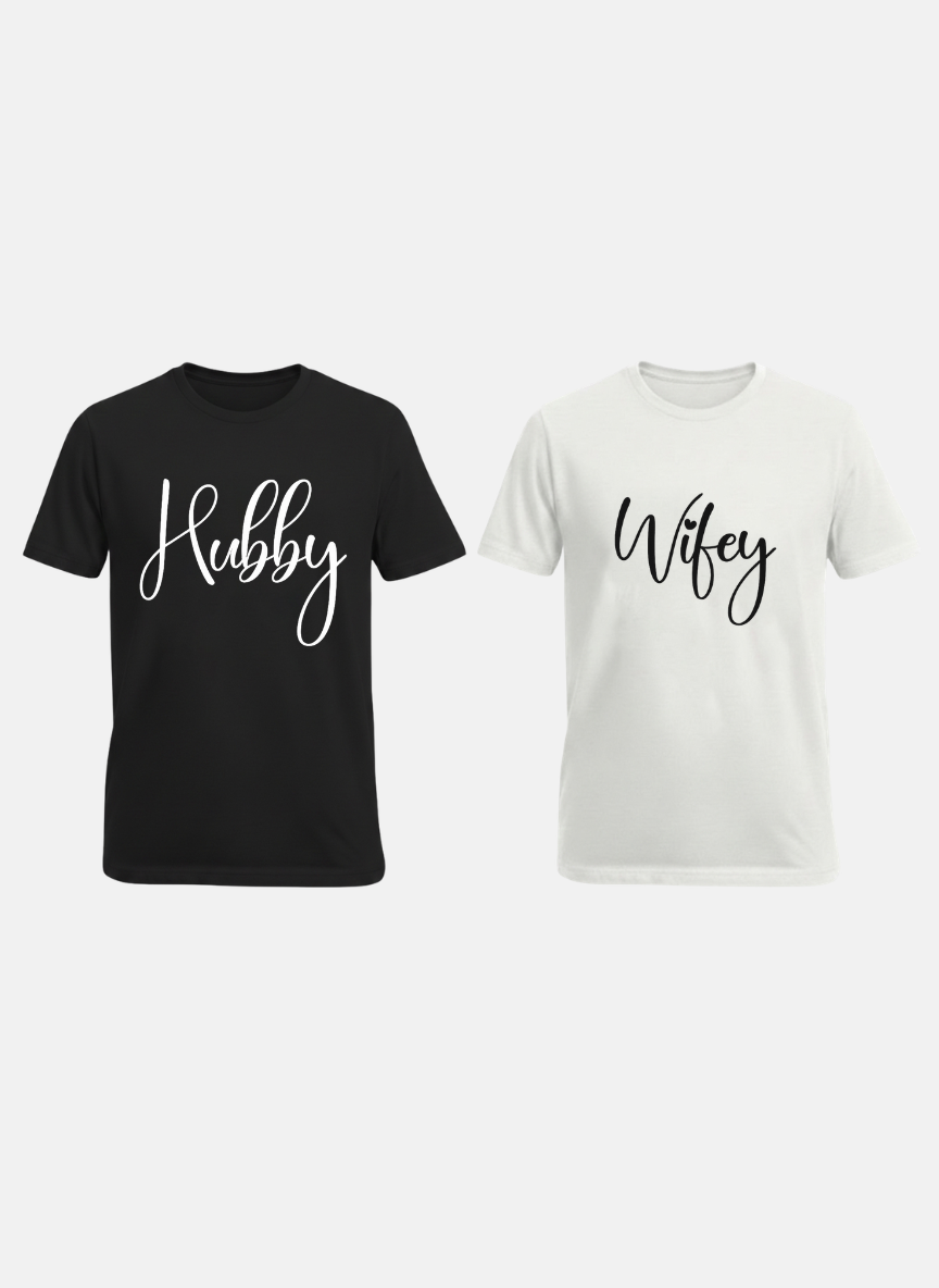 Wife Hubby Matching Couple T-Shirt