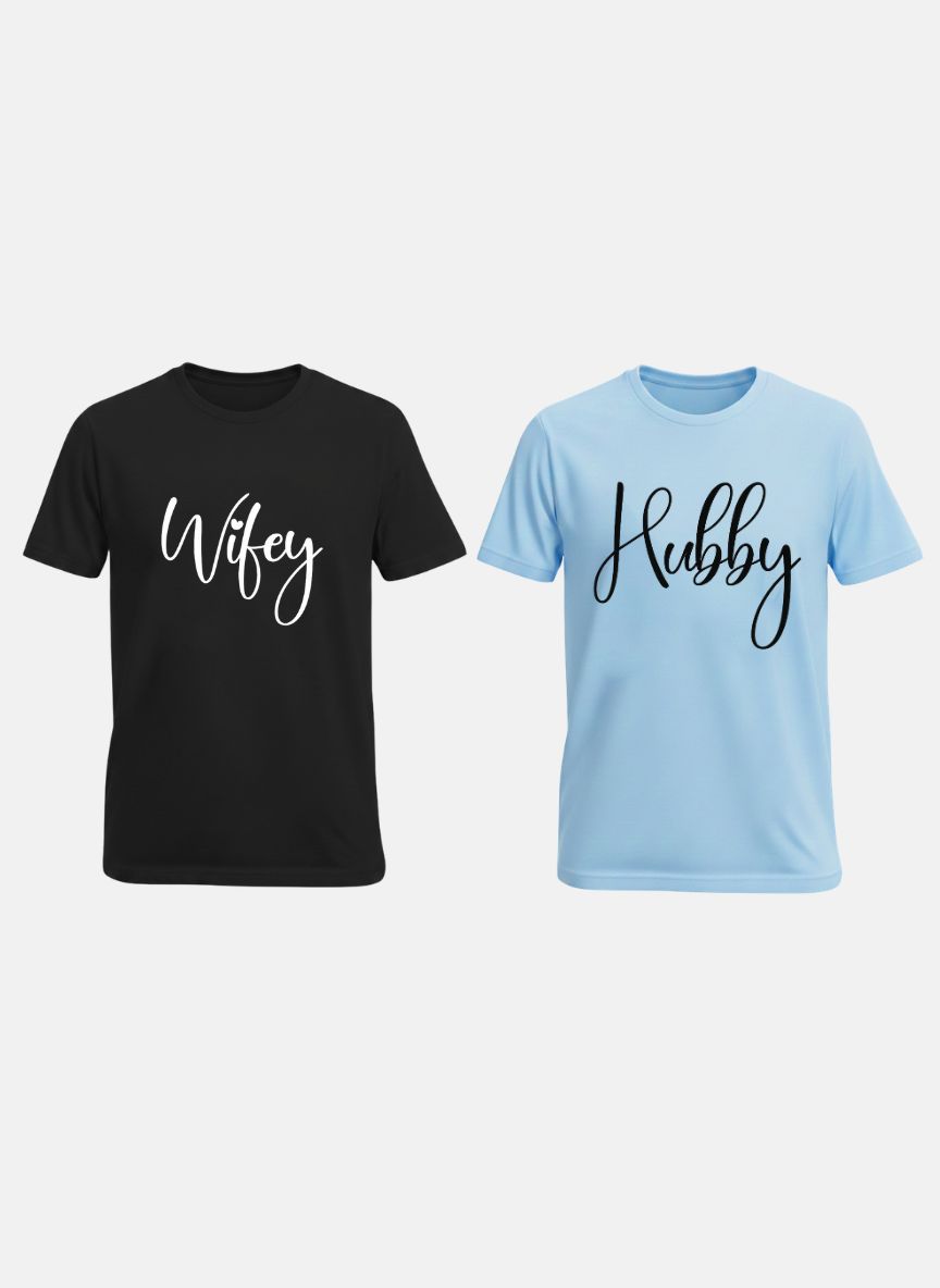 Wife Hubby Matching Couple T-Shirt