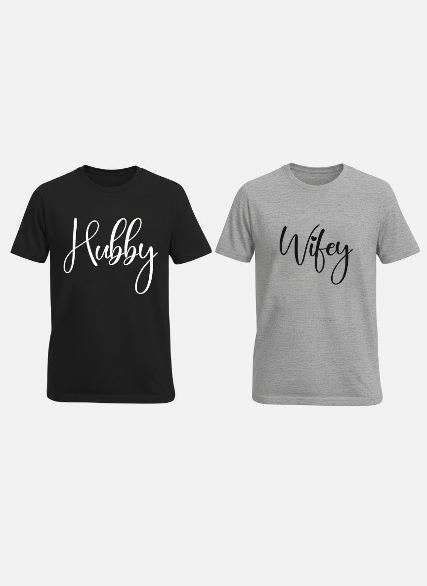 Wife Hubby Matching Couple T-Shirt